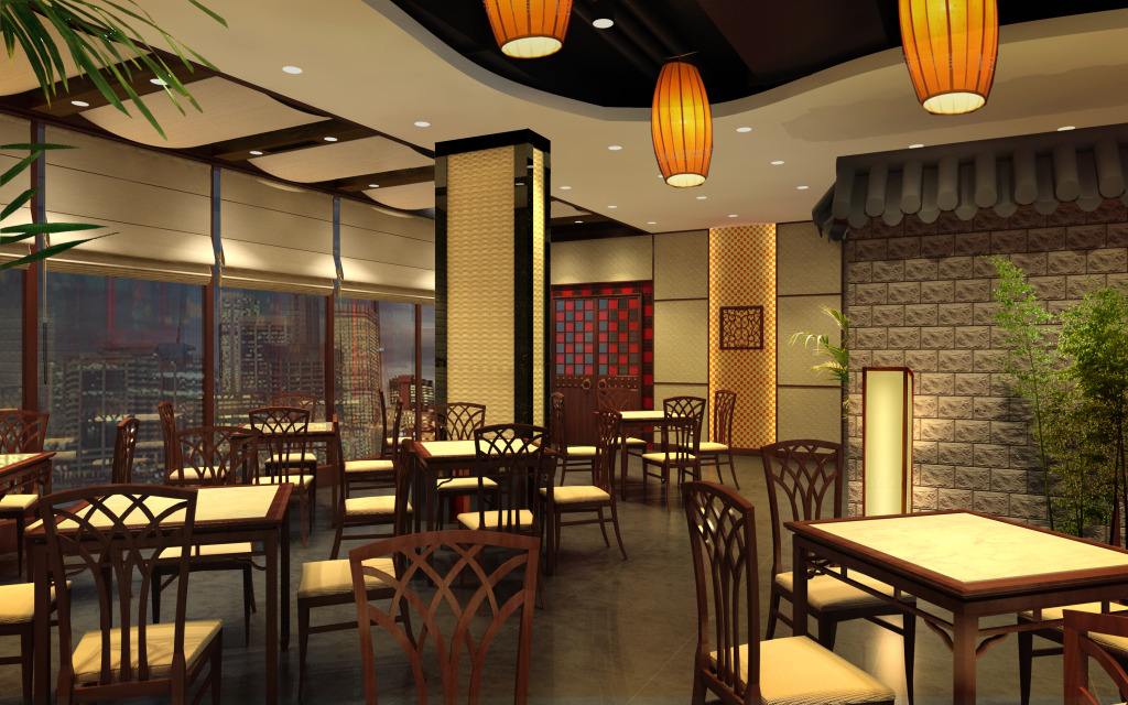 上海青浦一家中式餐飲公司的裝修風格